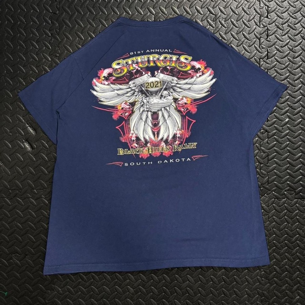 Y2K Sturgis 2021 Black Hills Rally Biker Tee Faded Navy